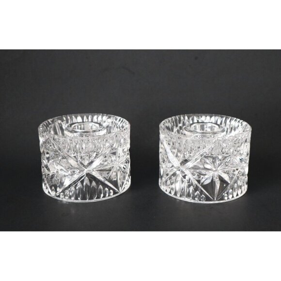 2 Vintage Glass Candlestick or Pillar Candle Holders Trinket/Pin Cup - Picture 1 of 5